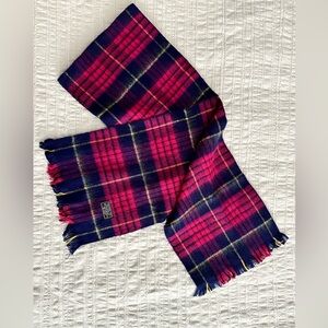 Vintage Deadstock Pink and blue plaid scarf